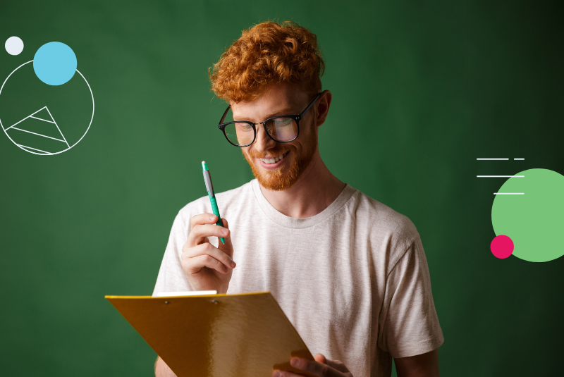 Man looking at his campaign checklist