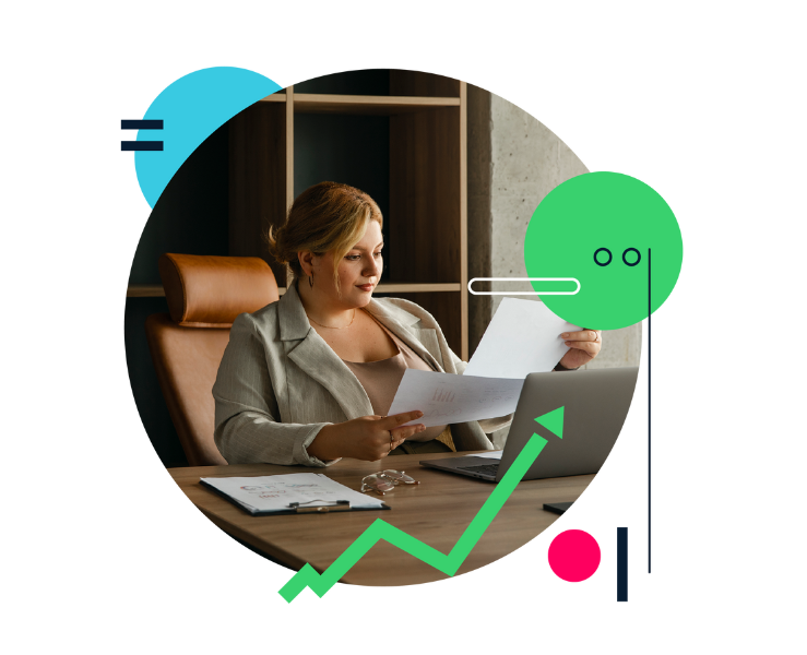 Circular - woman looking at chats